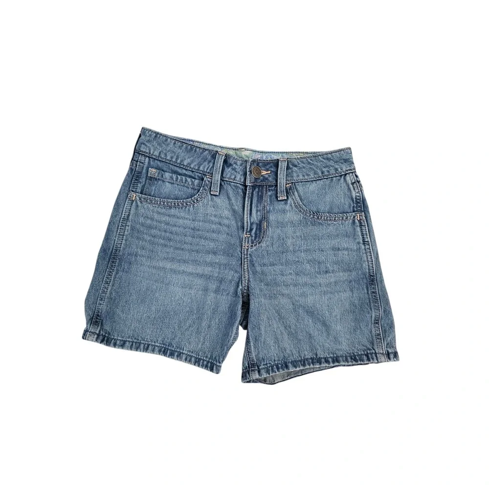 Hollister Low-Rise Baggy Shorts Light Wash Denim SZ 28 100% Cotton casual